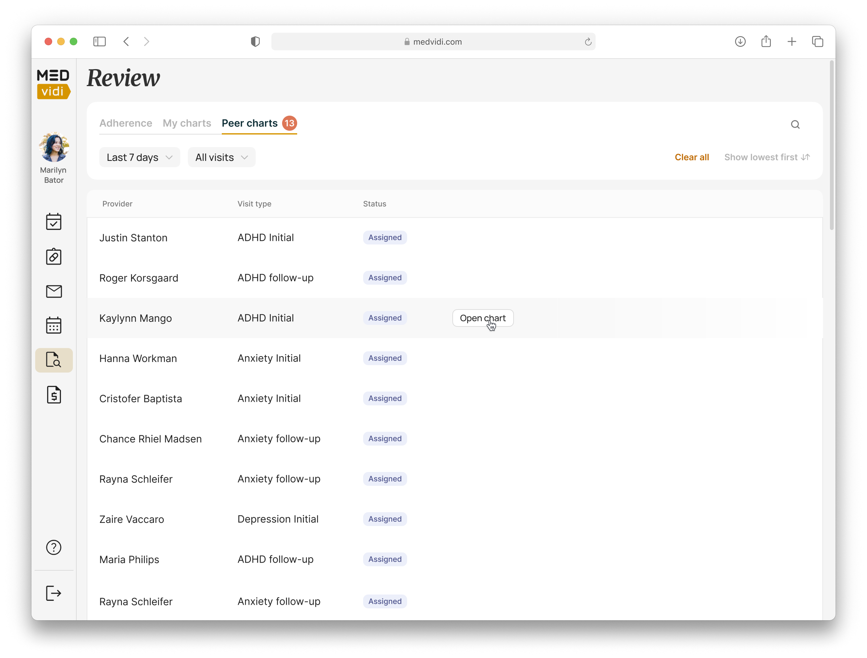 AI Chart Review — peer review queue