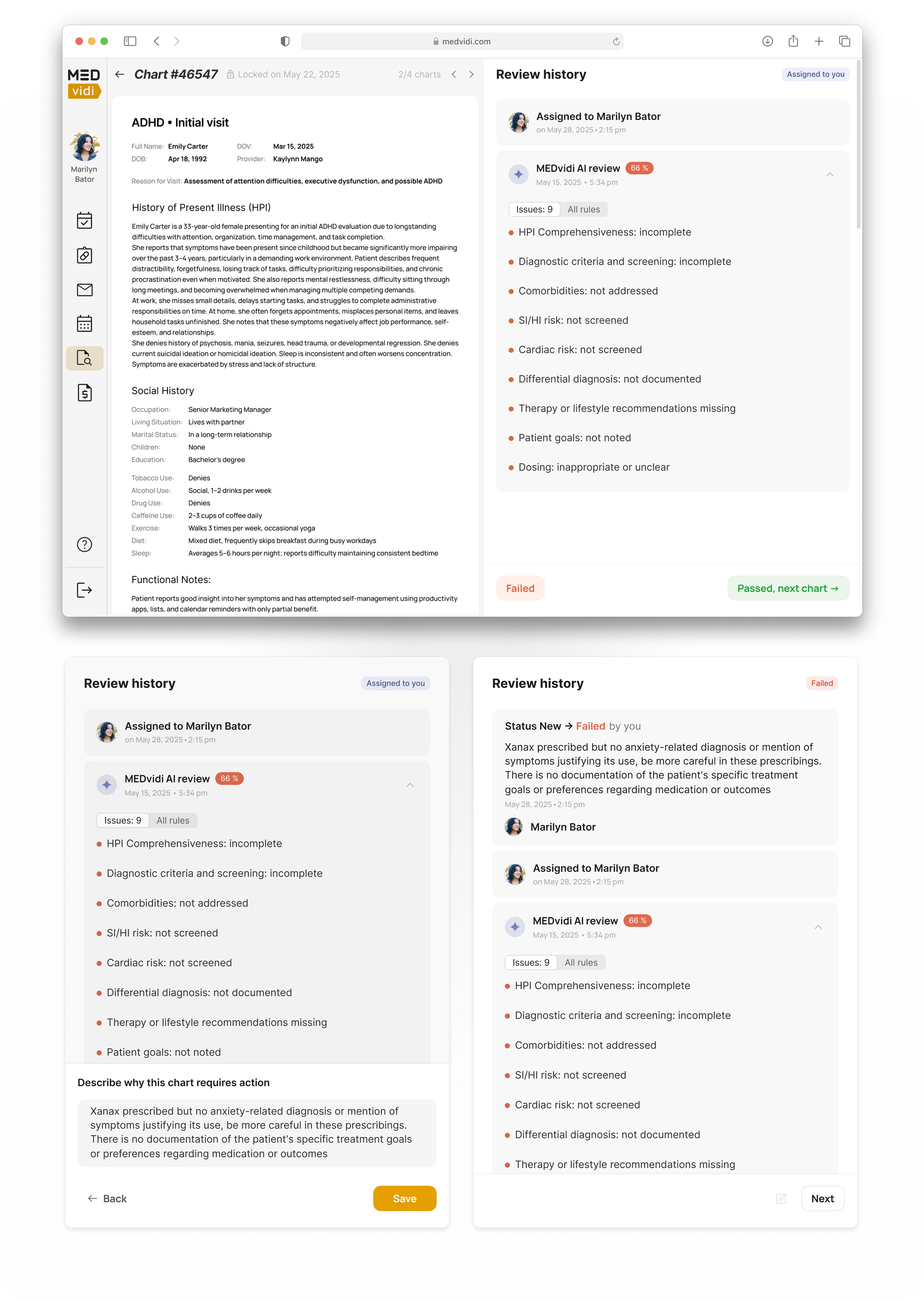 Reviewer — chart review workspace