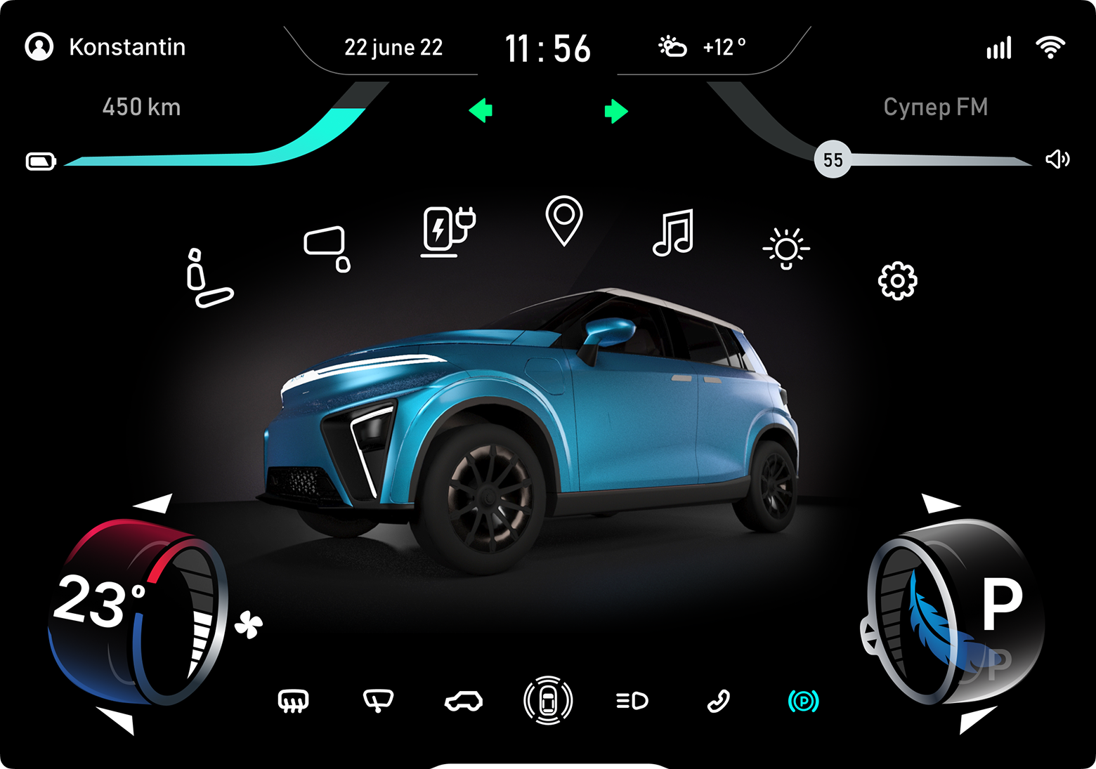 ATOM car control panel preview